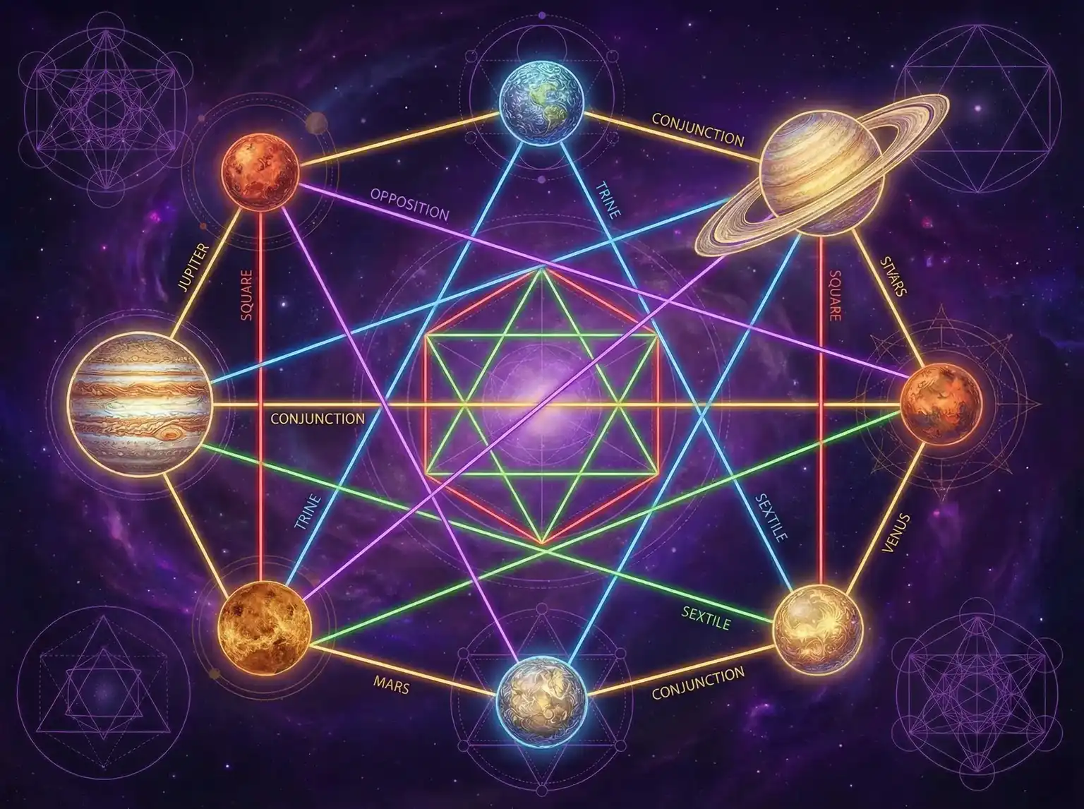 行星相位解读 - 精品卡1卡二卡三国色天香 | 占星学进阶